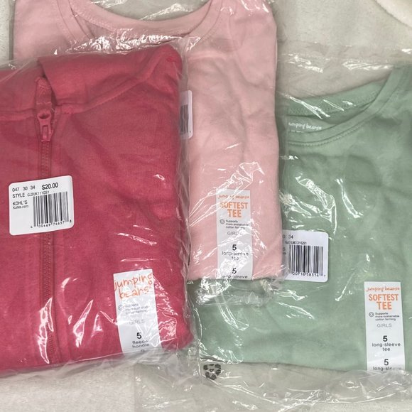 NWT Jumping Beans Girls' Size 5 Bundle - LS Shirts + Hoodie - Picture 2 of 9